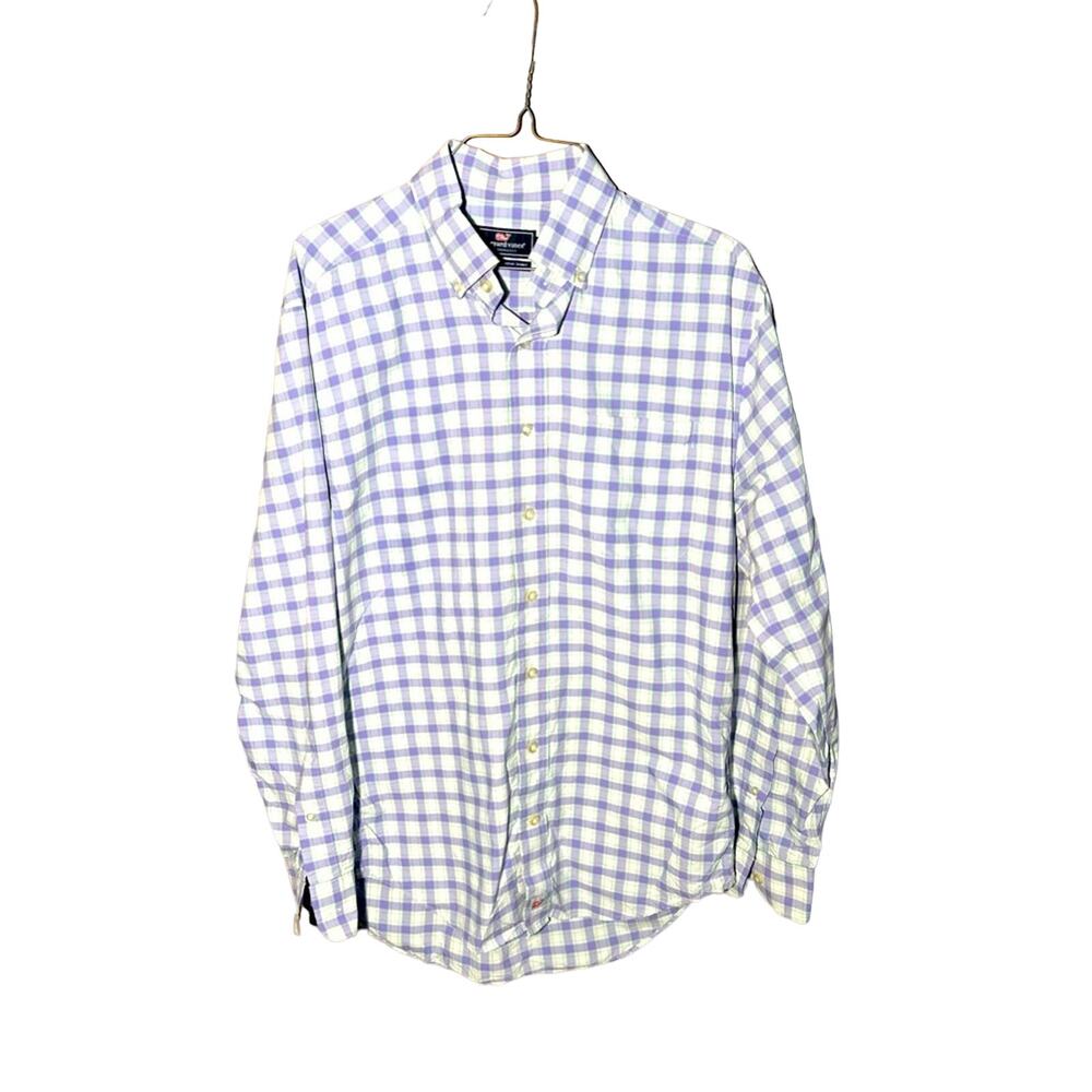 Vineyard vines Lavender purple Plaid Men’s long sleeve button up Shirt sz small